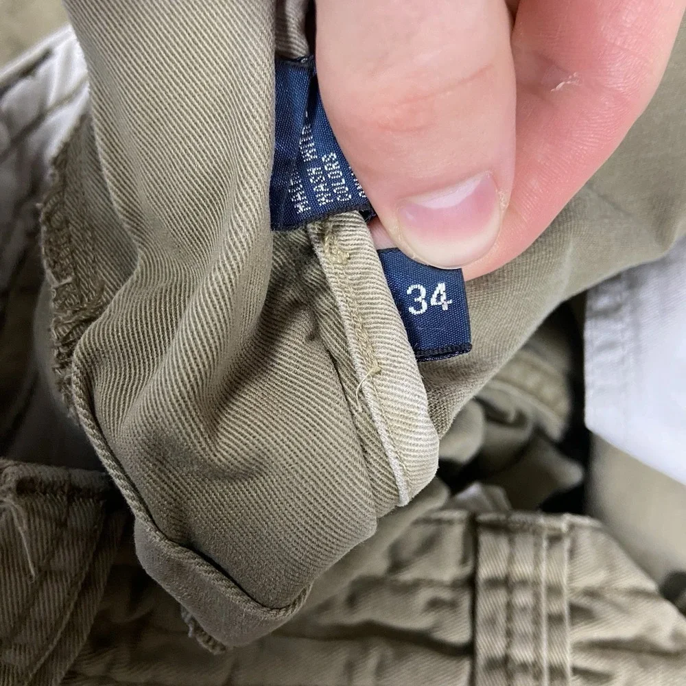 Vintage Y2K Polo Ralph Lauren Cargo Shorts Size 34 Olive Khaki Heavy Cotton